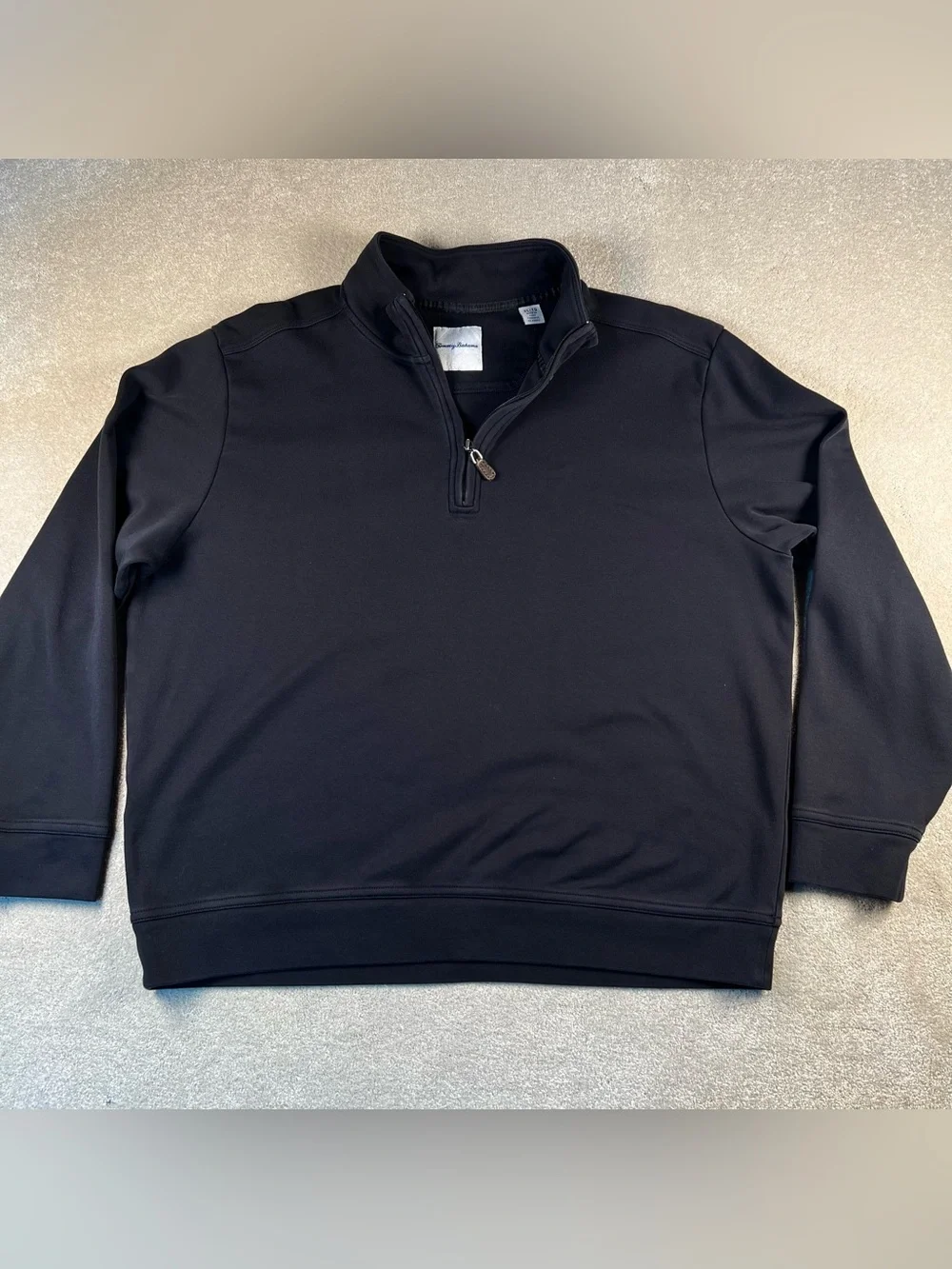 Tommy Bahama Shirt Black Quarter Zip Long Sleeve Business Casual Cotton Men's XL